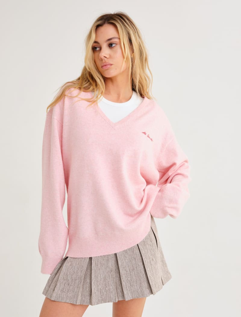 Vail V-Neck Sweater | Al Dente Pink - Sweaters