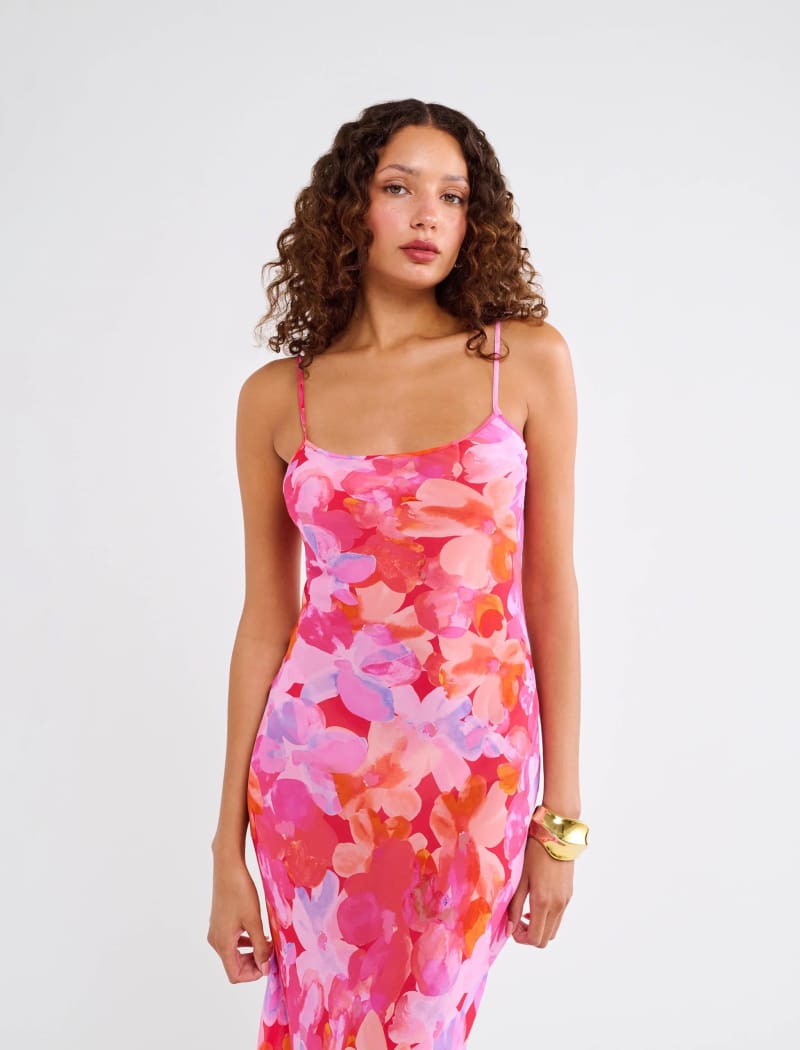 Vintage Slip Maxi Dress | Watercolor Pansy - Maxi Dress