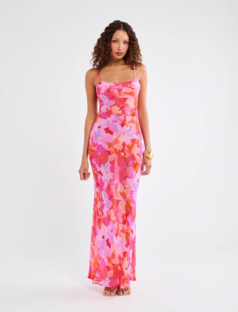 Vintage Slip Maxi Dress | Watercolor Pansy - Maxi Dress