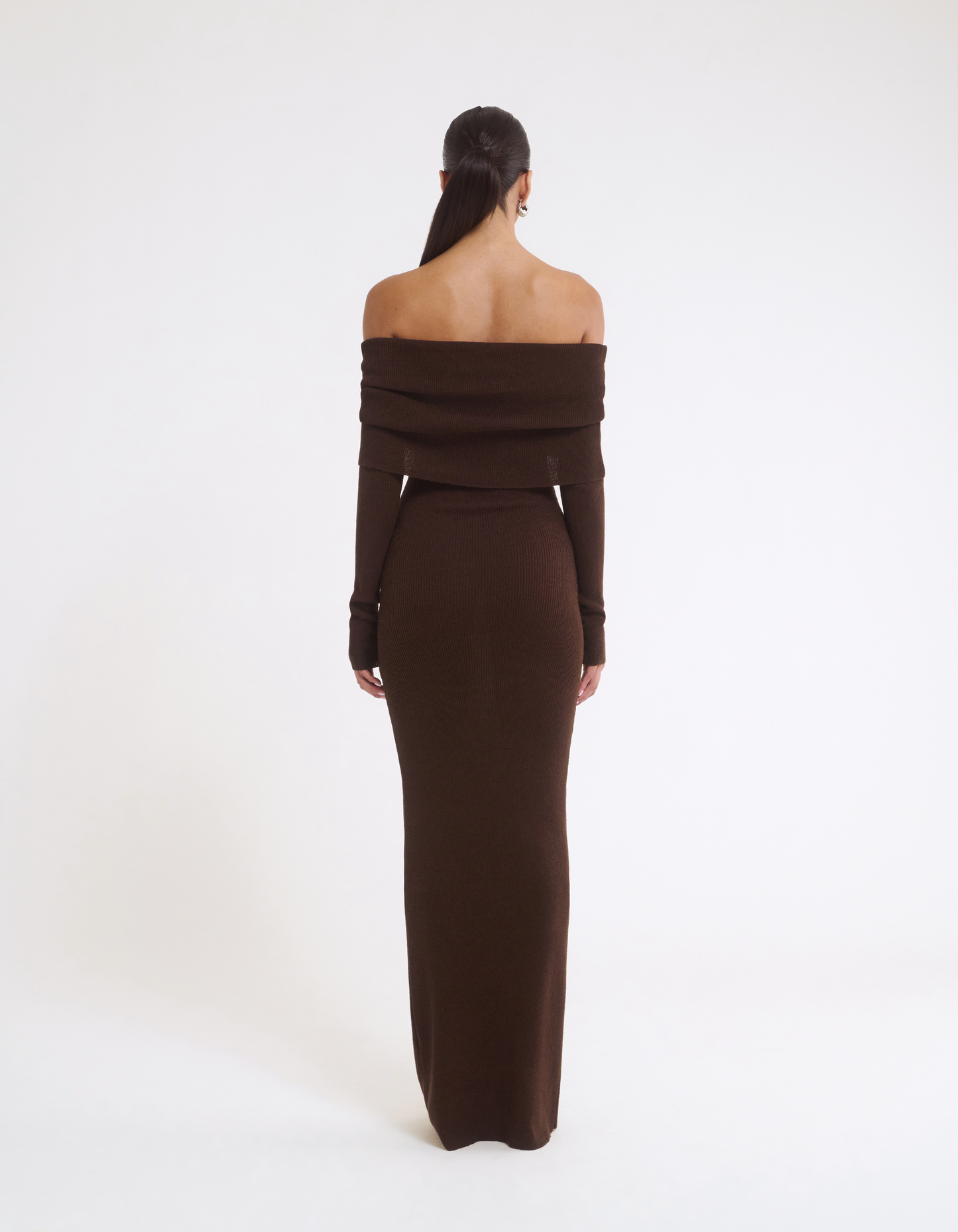 Back view of Dark Brown maxi dress