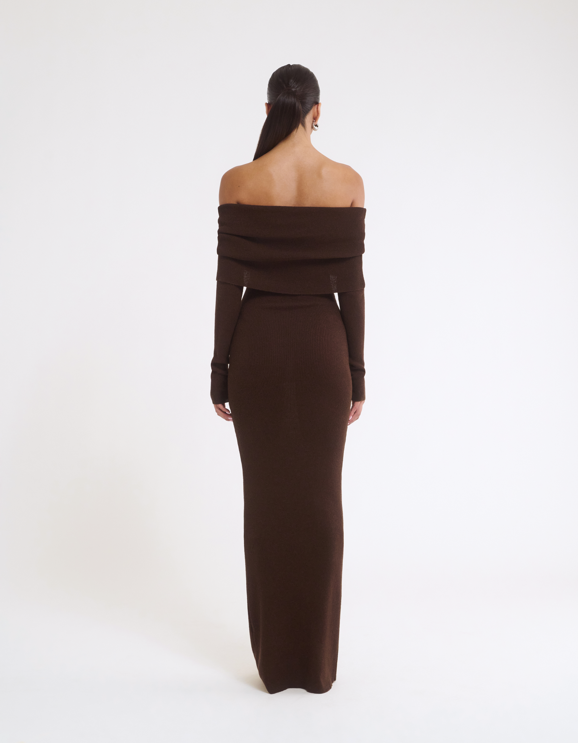 Back view of Dark Brown maxi dress