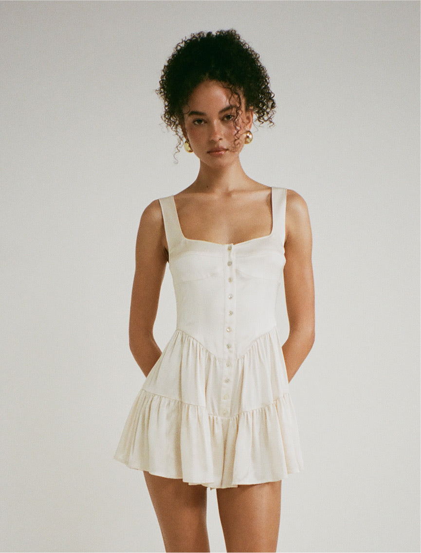 Featuring Sunwashed Romper in Ivory