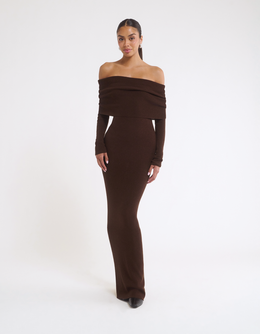 Off the Shoulder Long Sleeve Maxi Dress