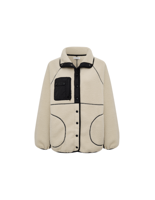 Ecru Sherpa Jacket with Black details