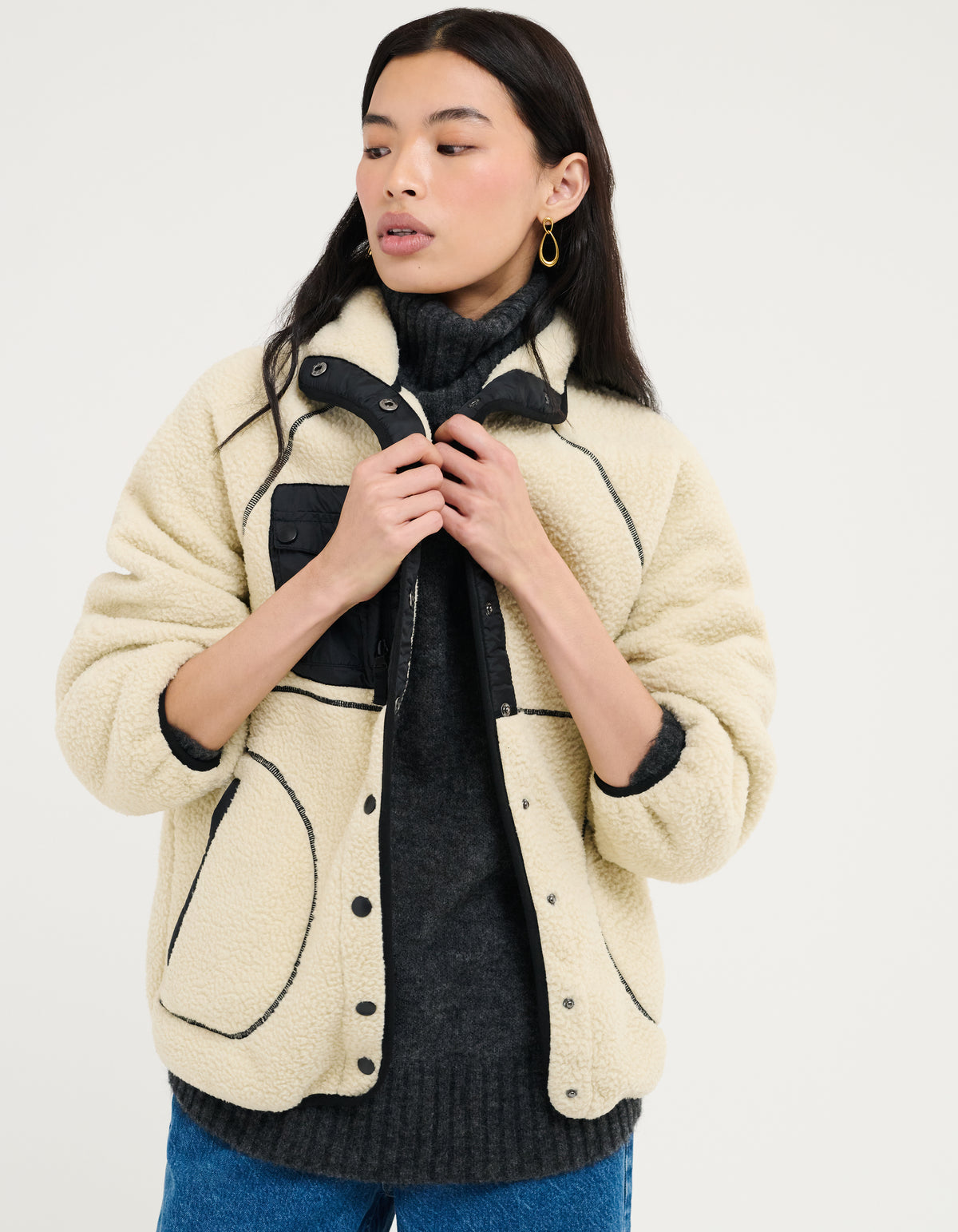 Aprés Sherpa Jacket in Ecru
