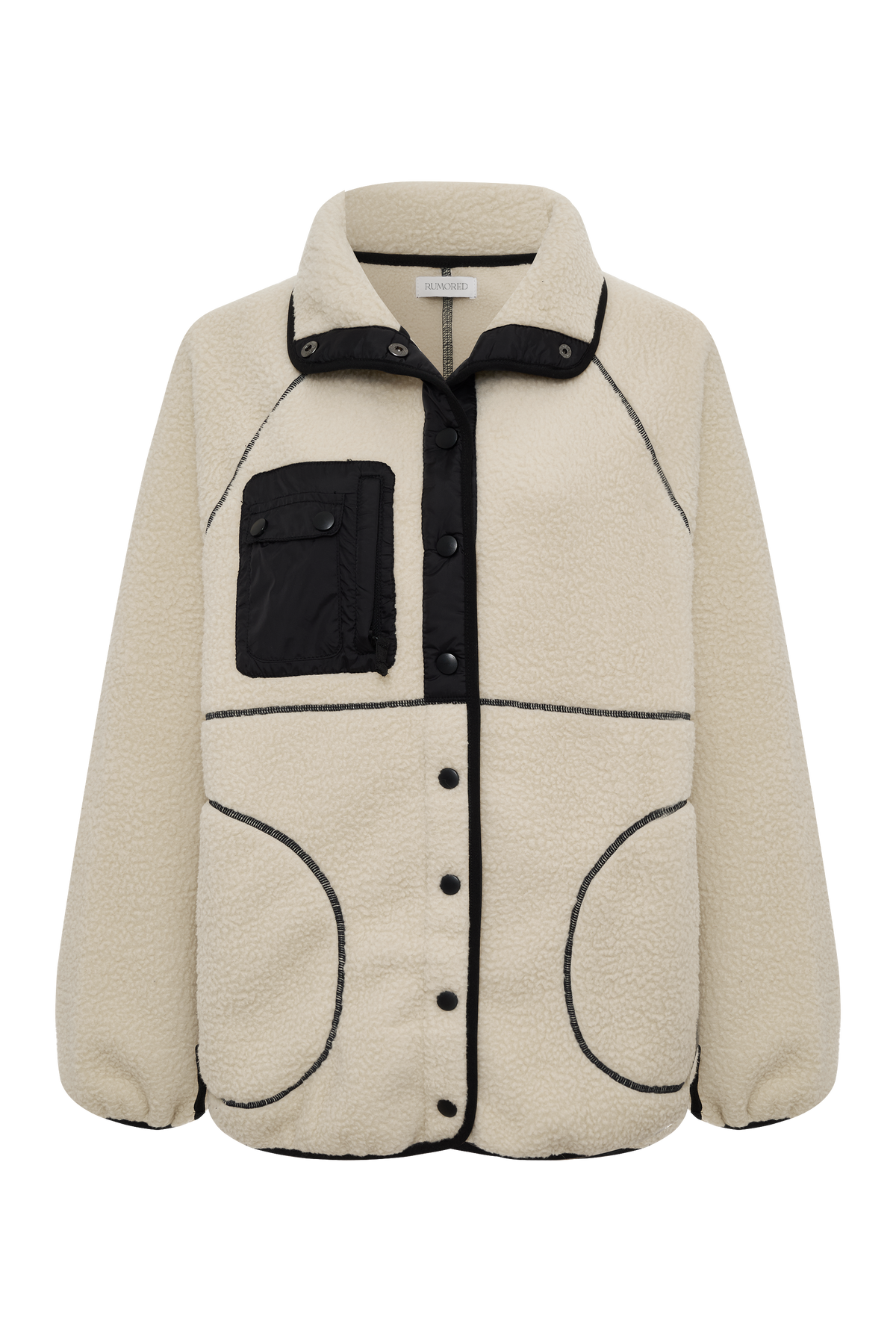 Ecru Sherpa Jacket with Black details