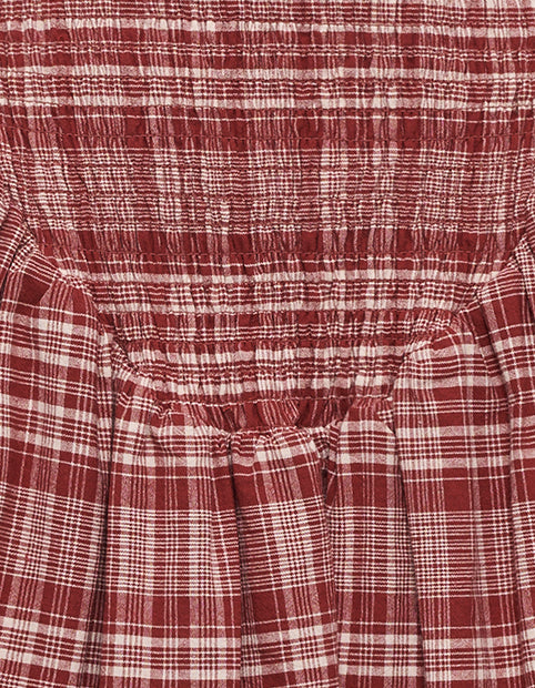 Red and White Plaid Print on Mini Dress