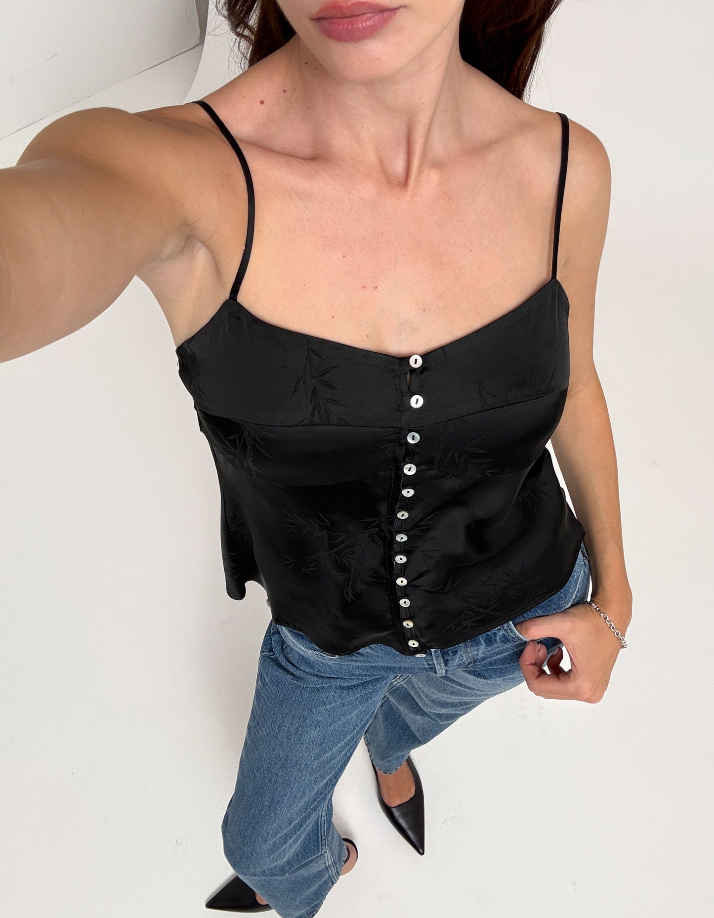  black jacquard cami top