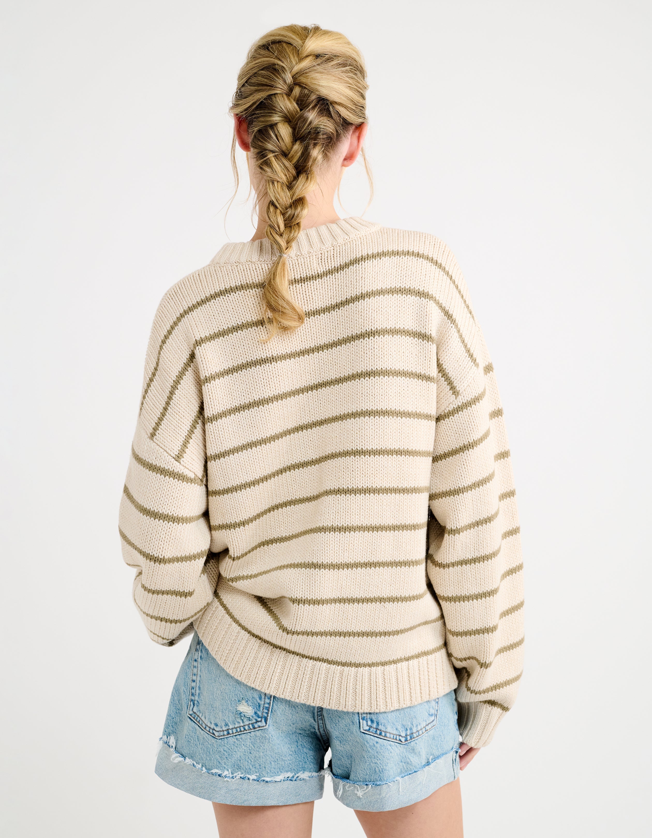 SY32 Mサイズ　ベージュ　PANEL BORDER SWEATER Bayside Sweater | Sandbar Stripe – Rumored