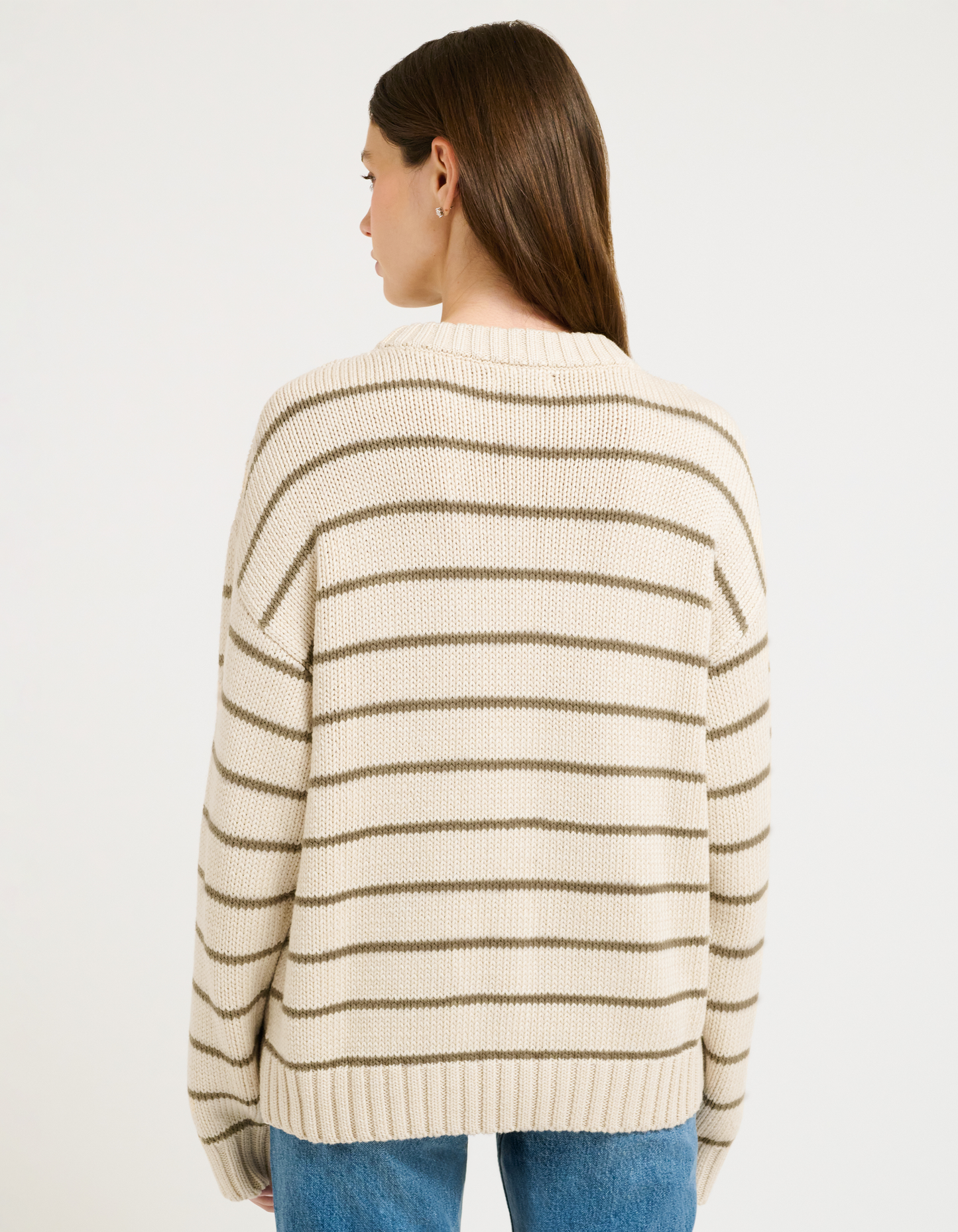 Heavy cotton sweater knit, Yarn dye stripe, Oversized fit Crewneck, Sweater