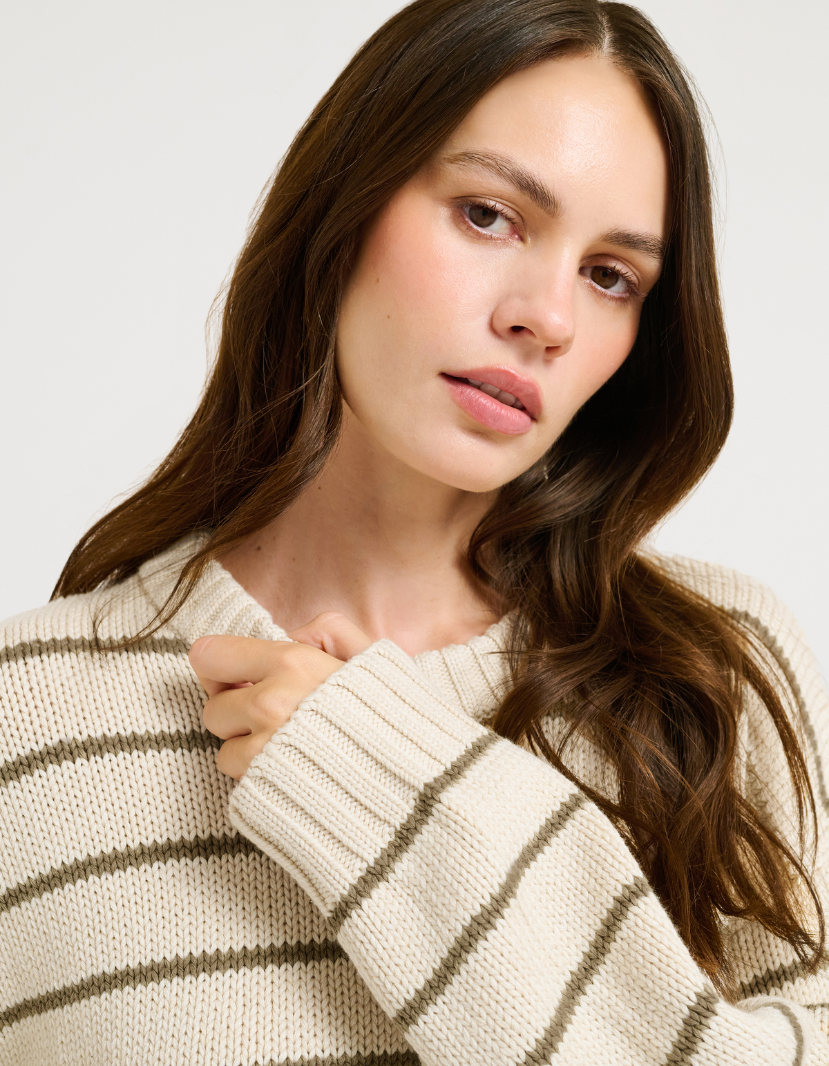 Heavy cotton sweater knit, Yarn dye stripe, Oversized fit Crewneck, Sweater