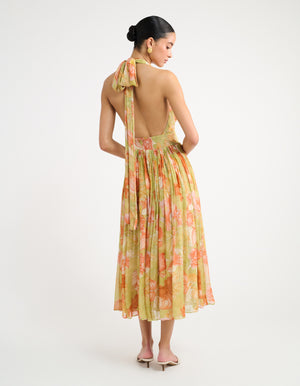 rumored sunnyside midi dress Women's Boulevard Midi Dress in Botanical Sunrise – Rumored