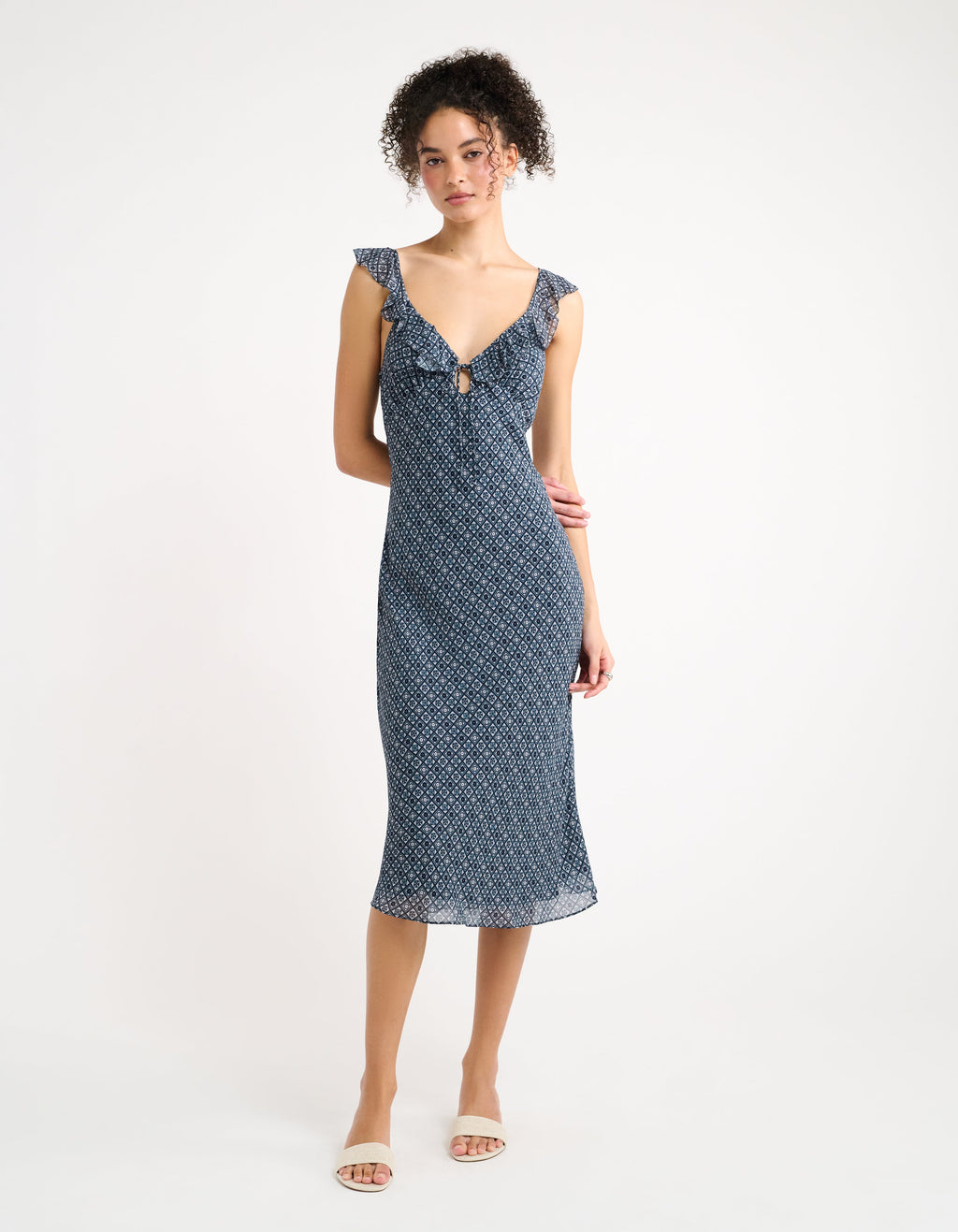 Butterfly Midi Dress Mediterranean Tile