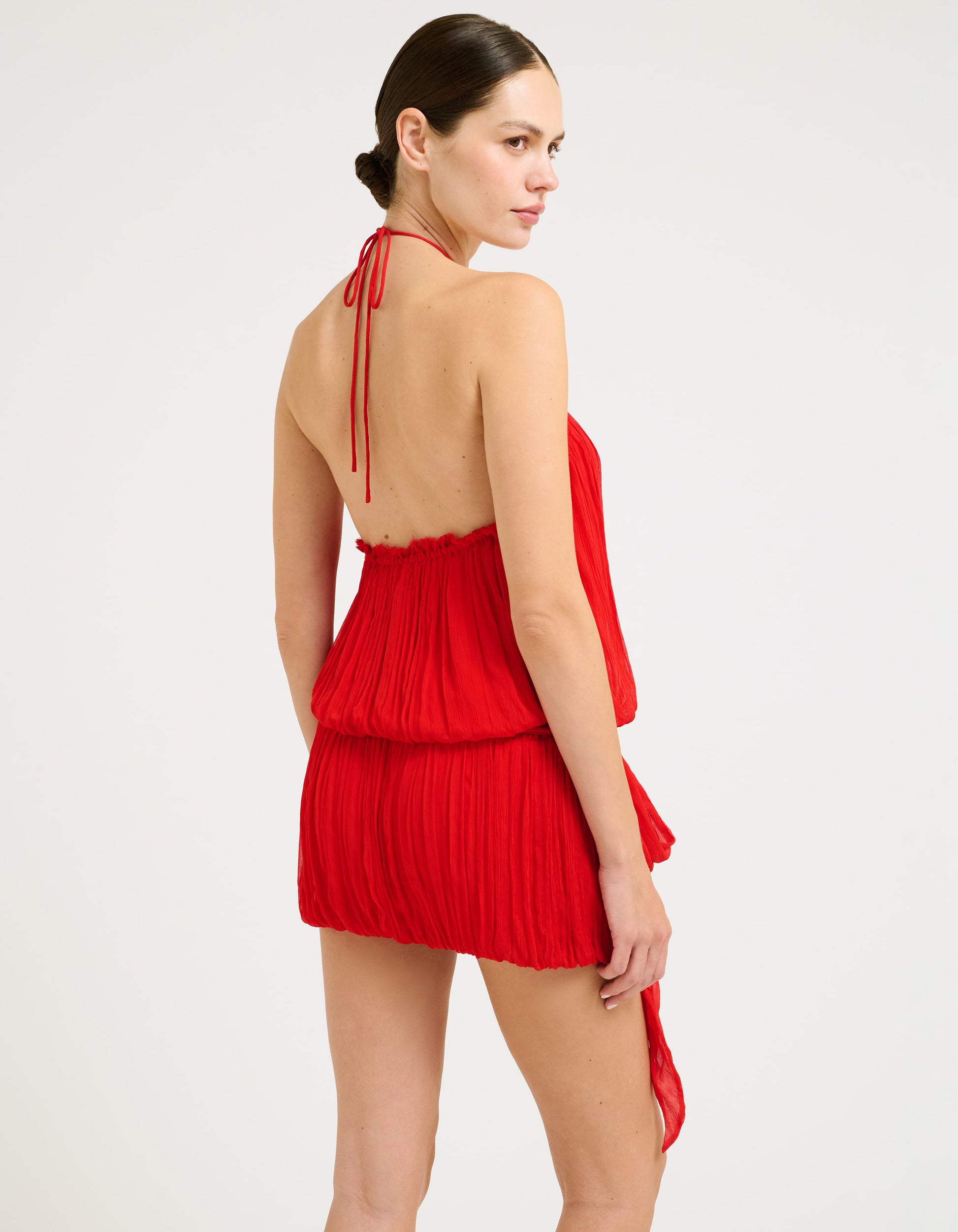 Backless Halter Tie Mini Dress