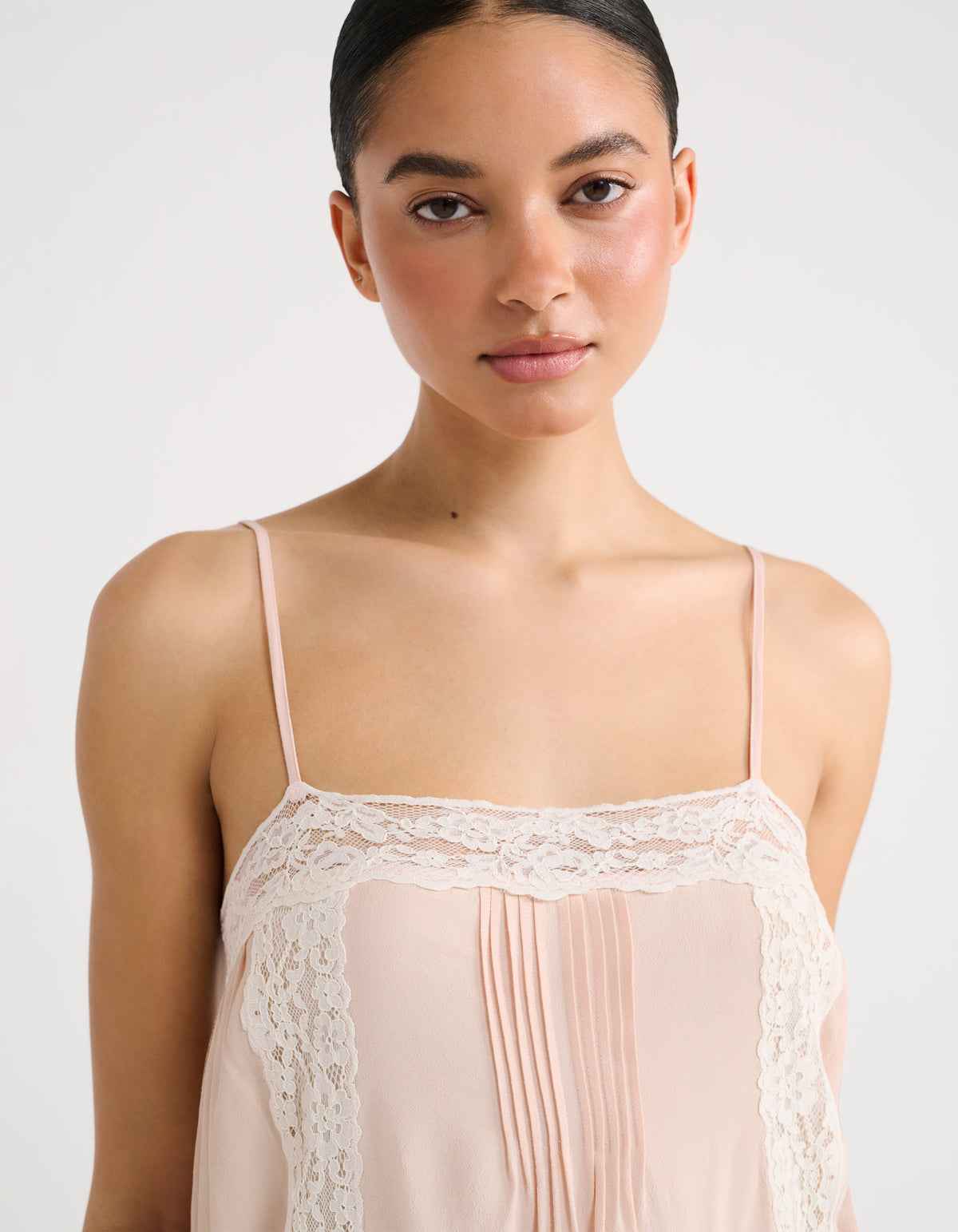 Lace trim with spaghetti straps