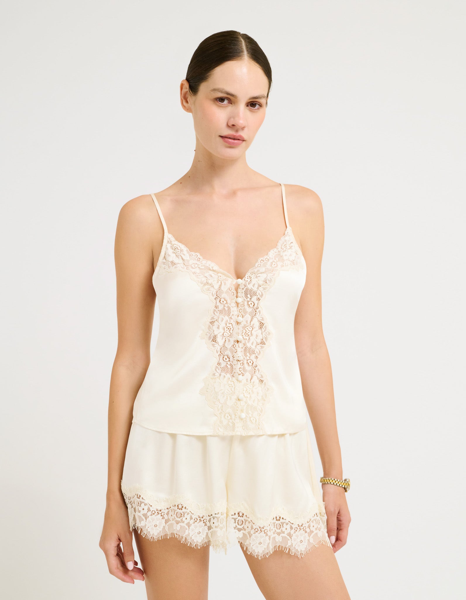 トップス andmary Bella ribbon tank ivory Bella ribbon tank