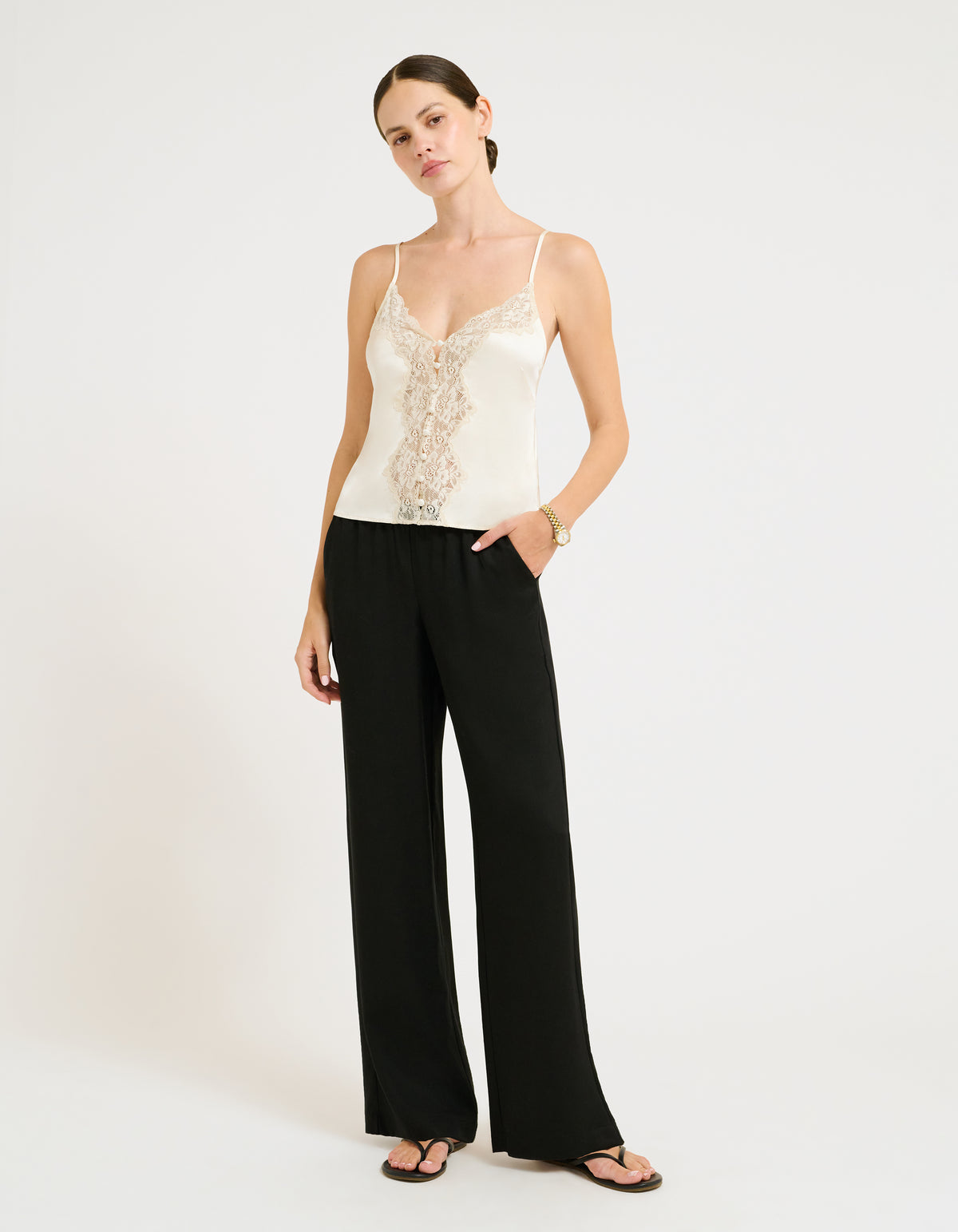 Lace cami tank in ivory