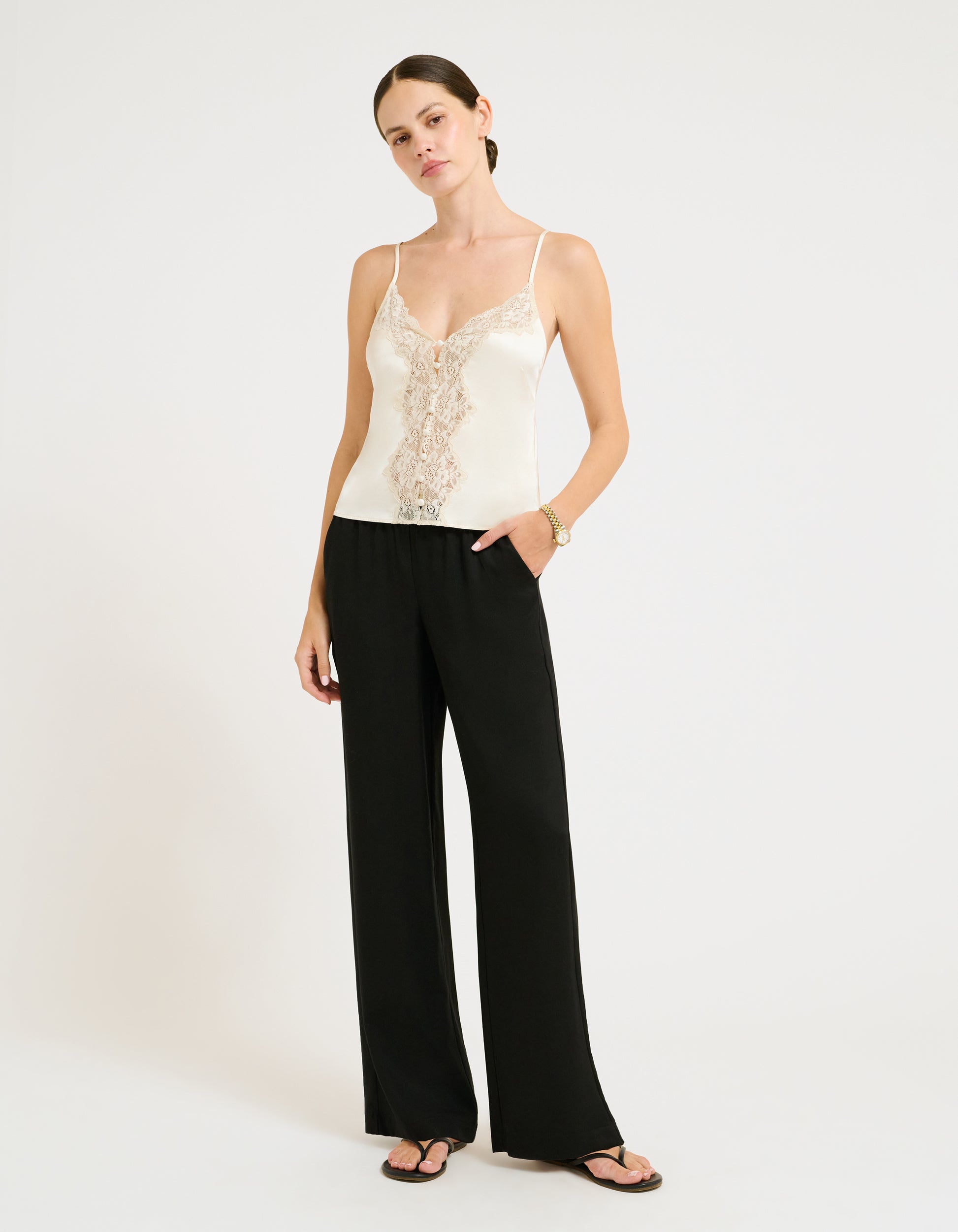 Lace cami tank in ivory