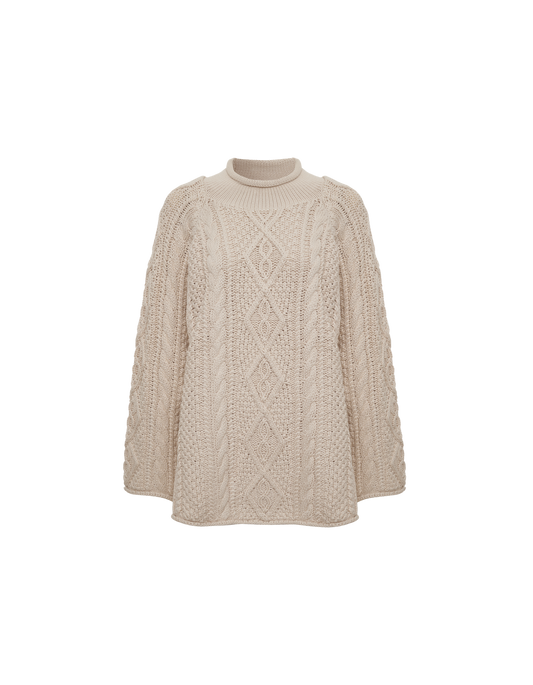 Mock Neck Long Sleeve Knit Textured Sweater