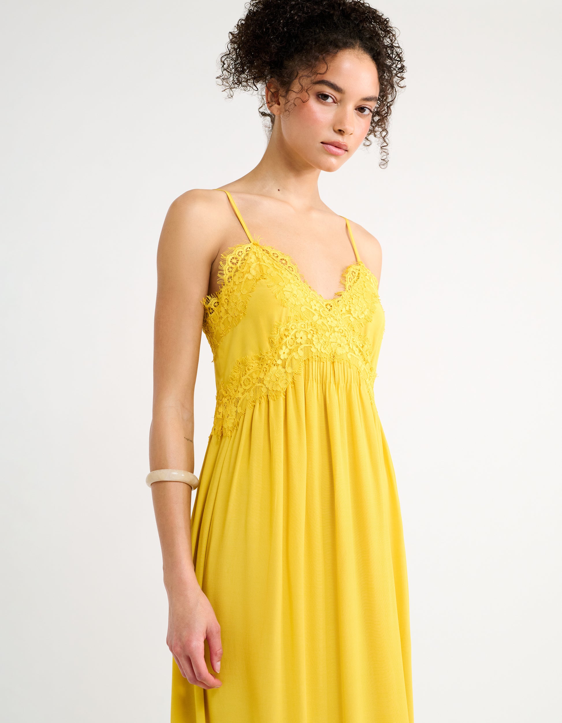 marigold lace dress Marigold Maxi Dress - Lace-Up Maxi Dress - Crepe Sleeveless Dress