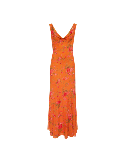 Hollywood Gown in Tangerine Bloom