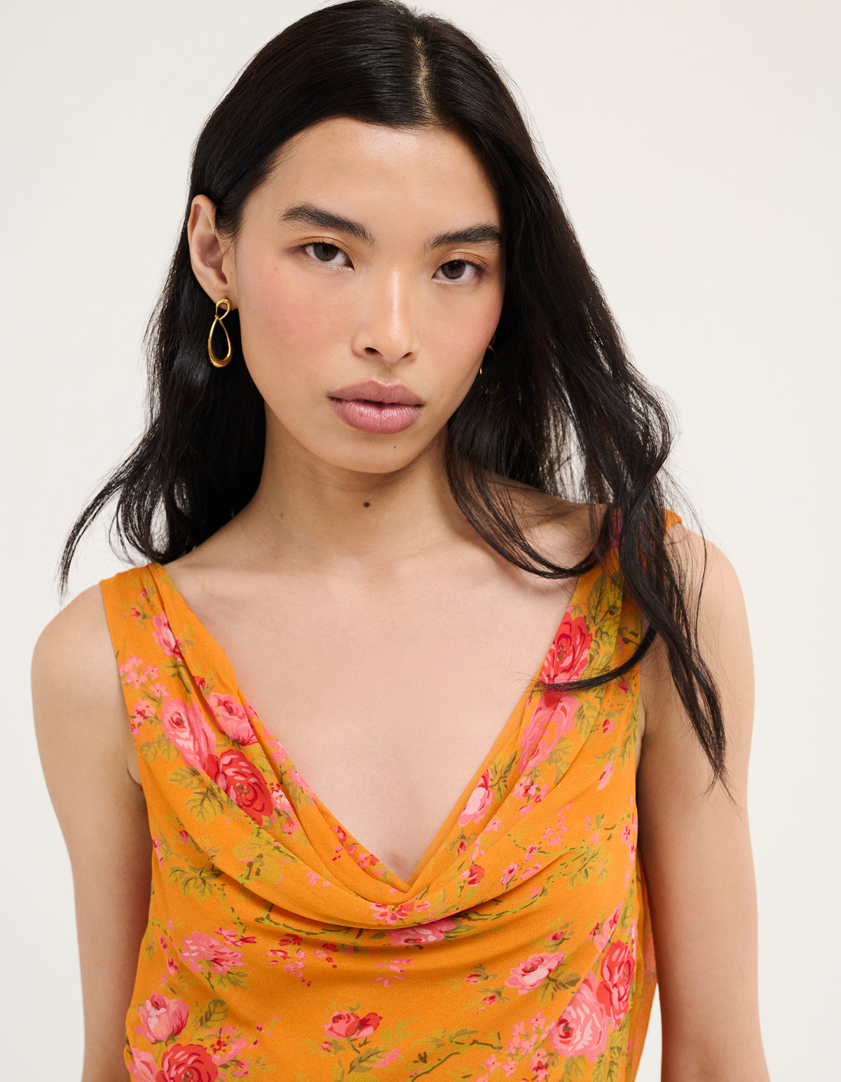Hollywood Gown in Tangerine Bloom Women's Special Occasion Maxi Dress