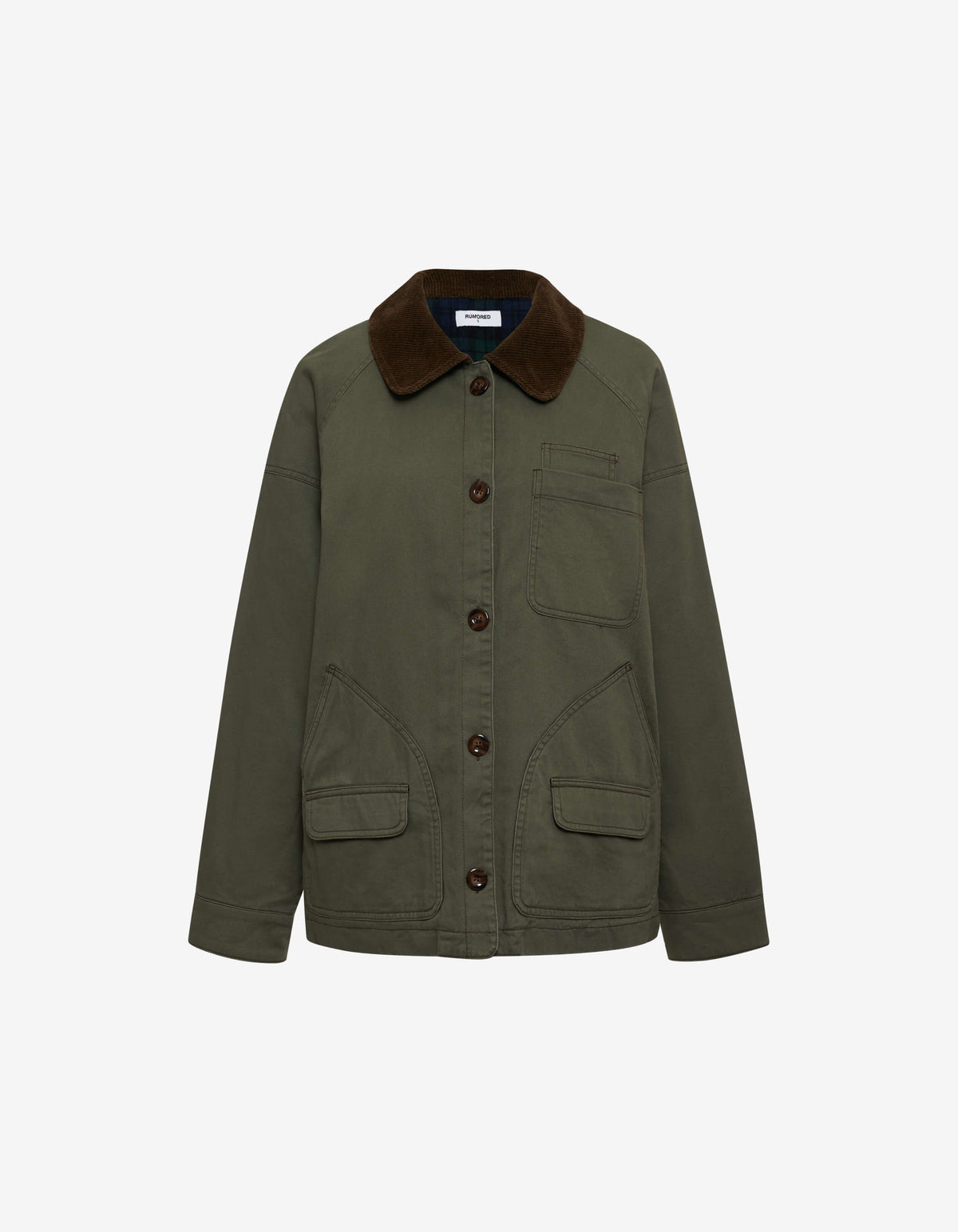 Homestead Barn Jacket with corduroy collar and sleeve trim - flat