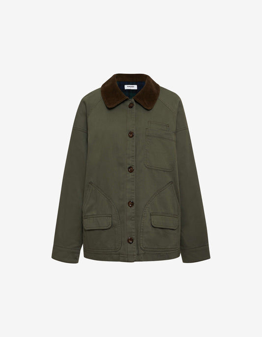 Homestead Barn Jacket with corduroy collar and sleeve trim - flat