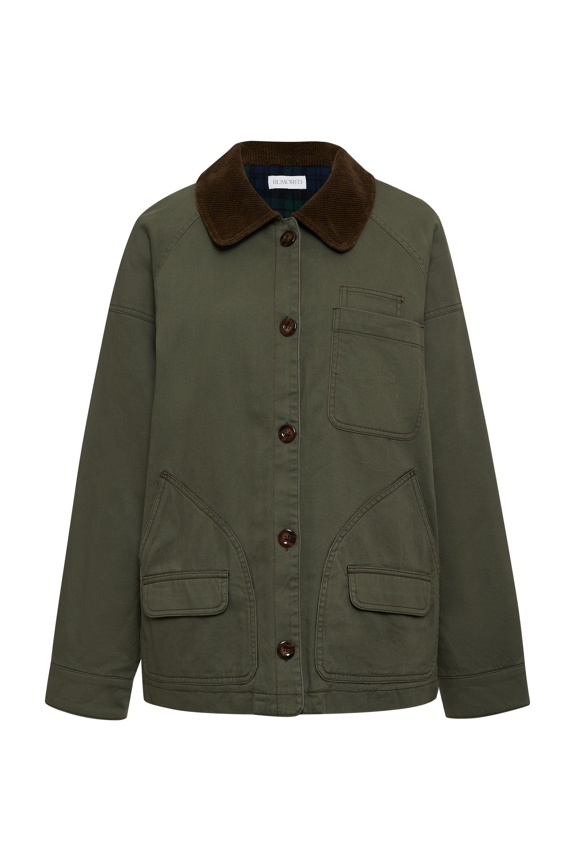 Homestead Barn Jacket with corduroy collar and sleeve trim - flat
