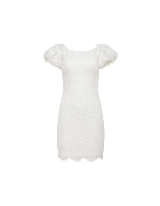 Kisslock Mini Dress in White Lace
