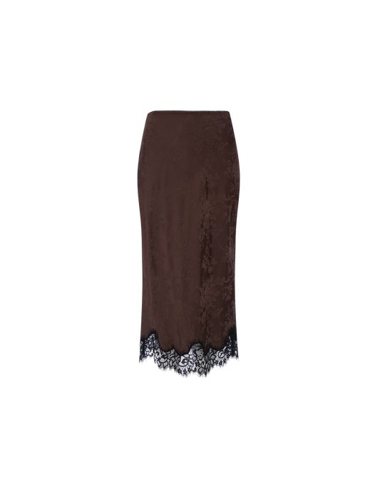 Lady Lace Midi Skirt | Espresso Jacquard