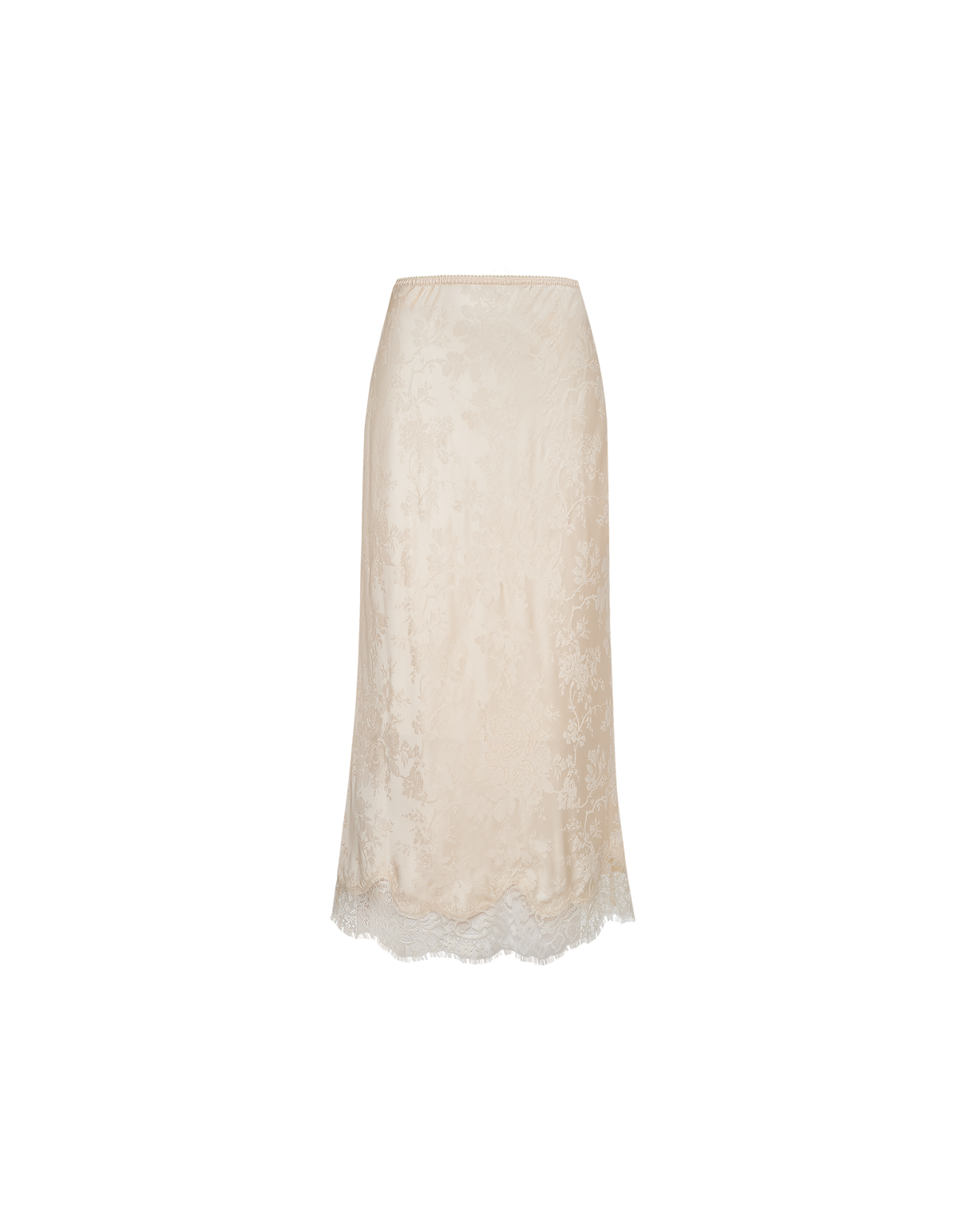 Lady Lace Midi Skirt in Ivory Jacquard