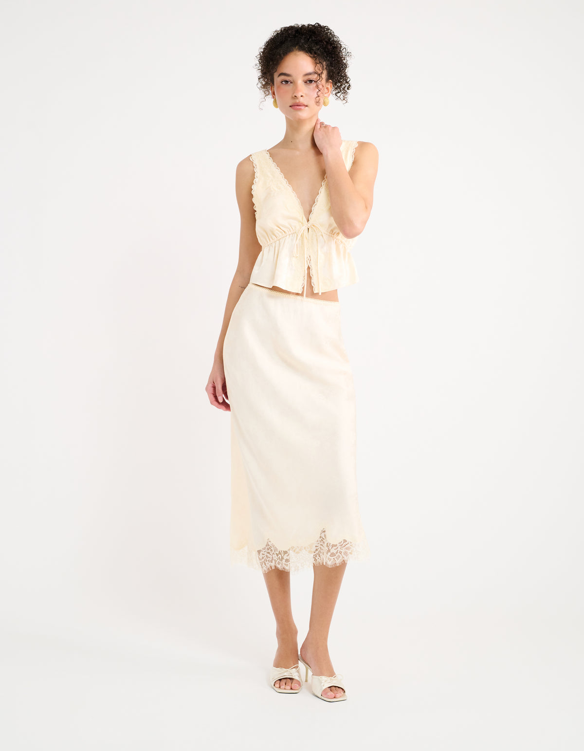 Lady Lace Top in Ivory Jacquard