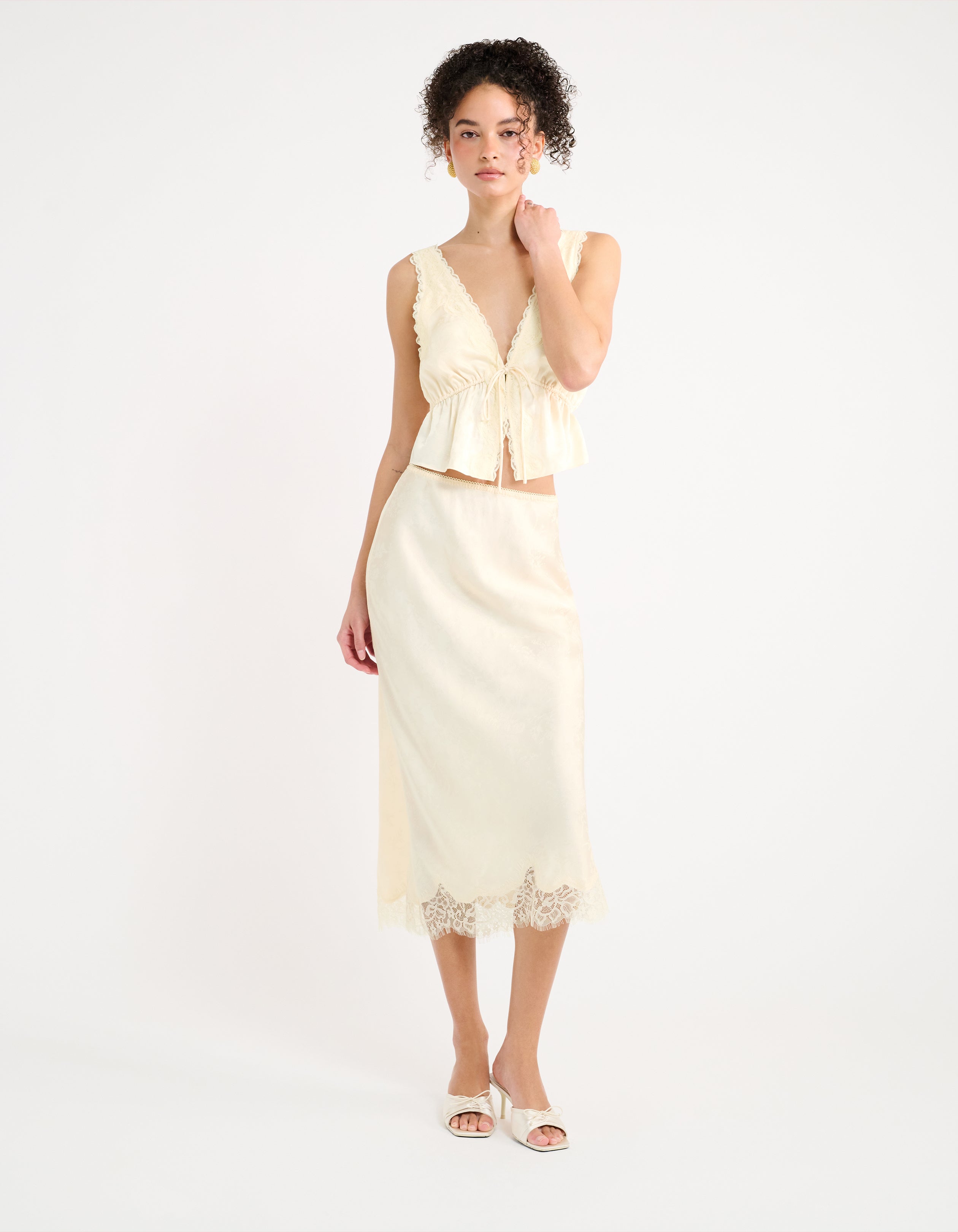 Lady Lace Midi Skirt | Ivory Jacquard – Rumored