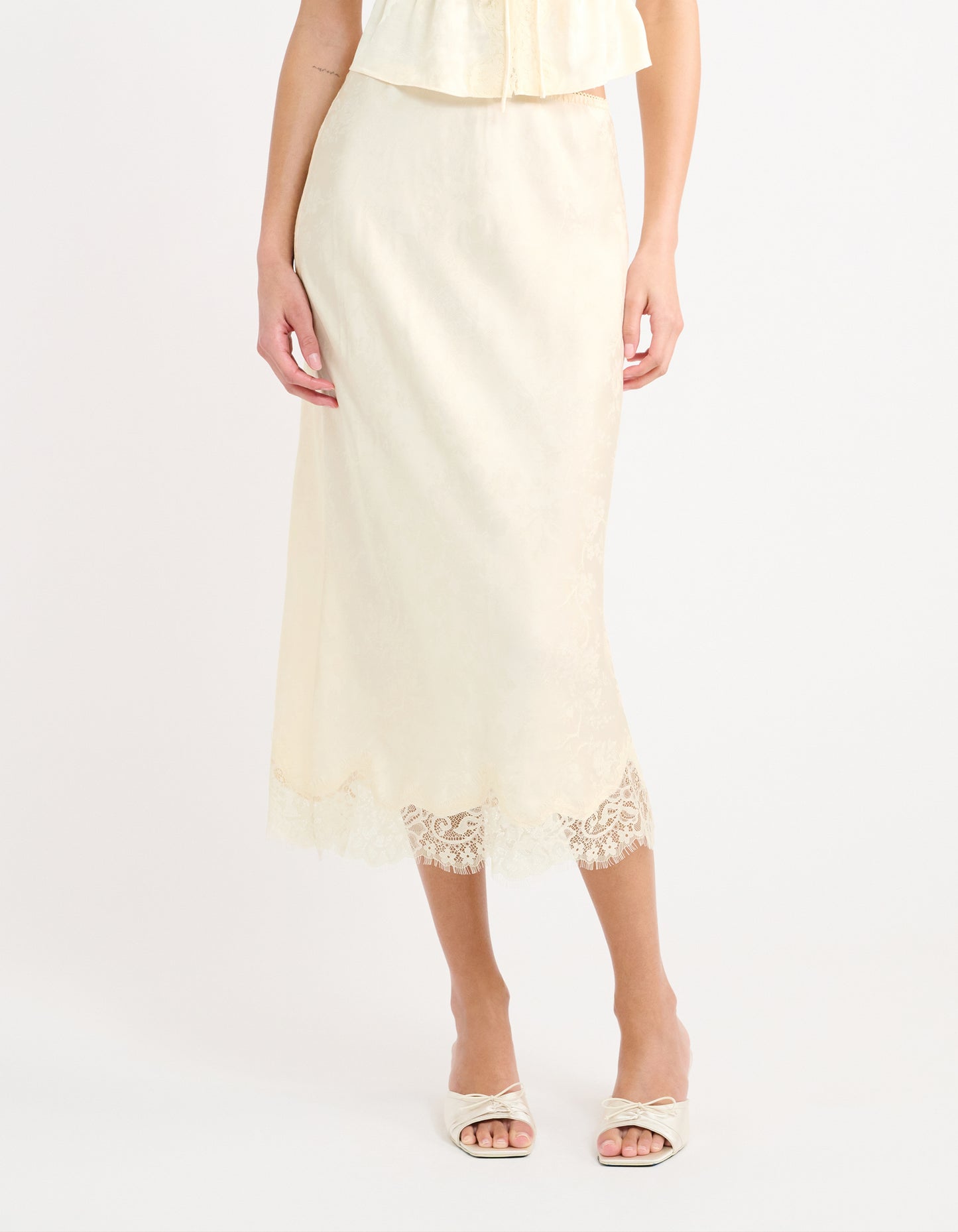 Lady Lace Midi Skirt | Ivory Jacquard