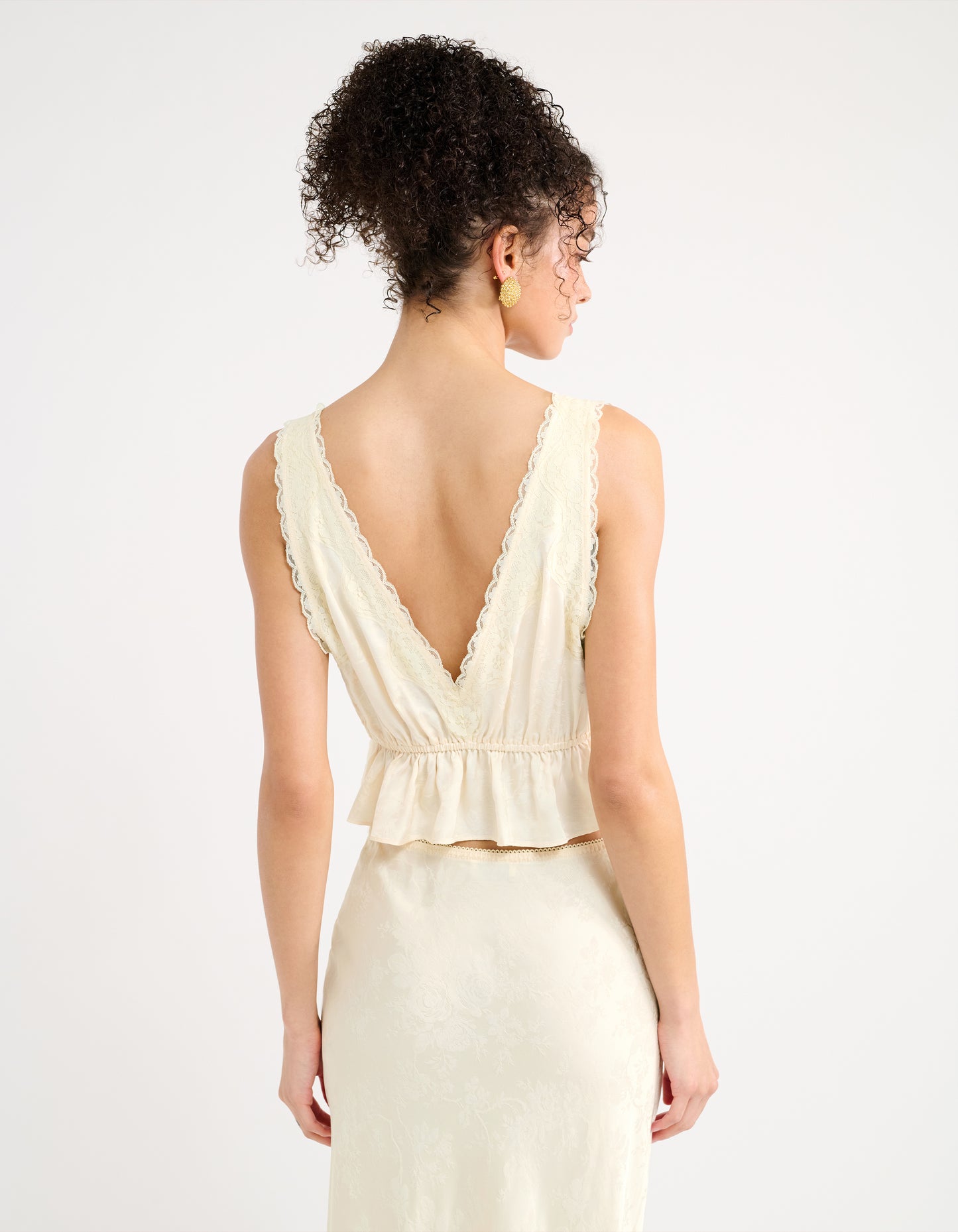 Lady Lace Top in Ivory Jacquard