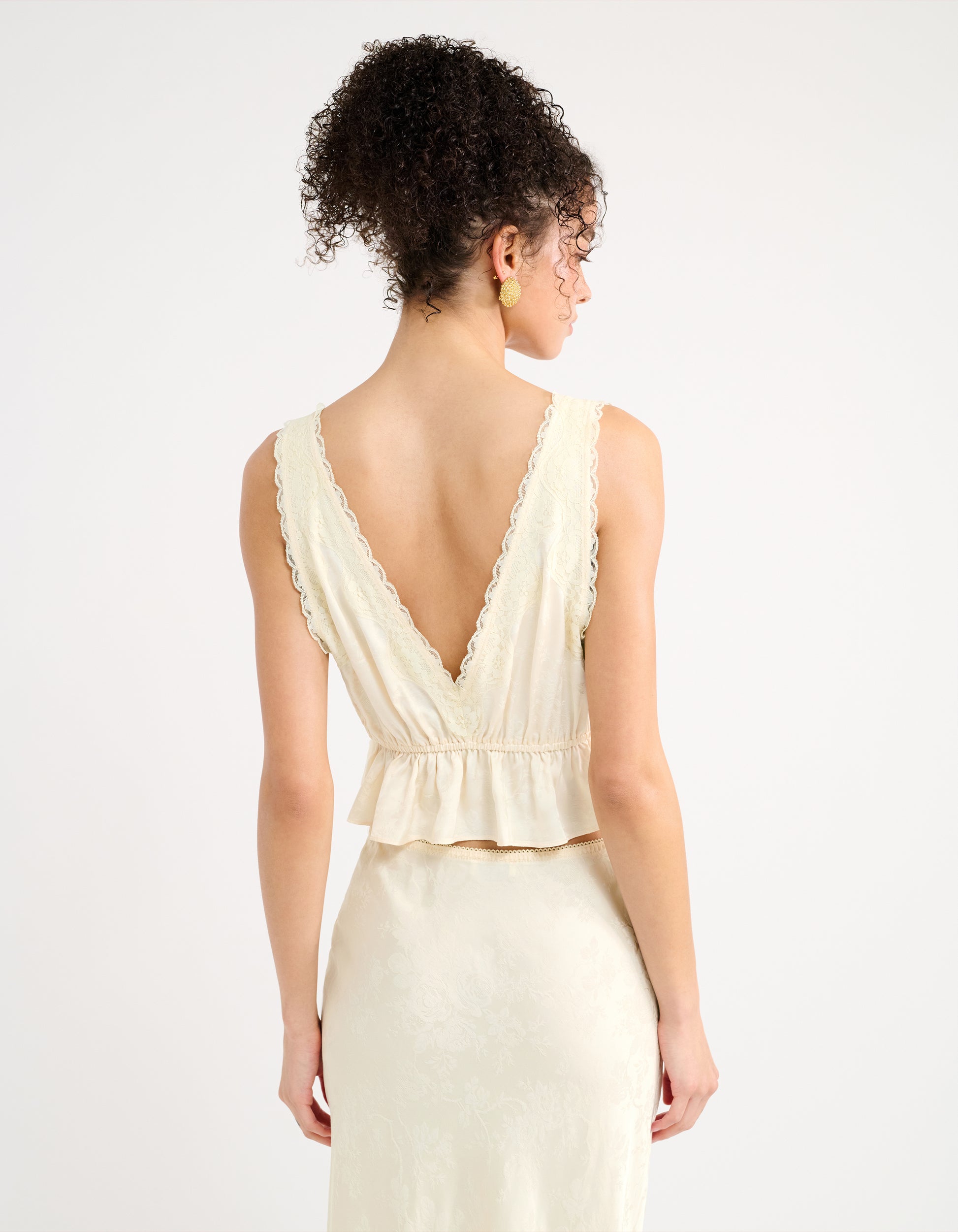 Lady Lace Top in Ivory Jacquard