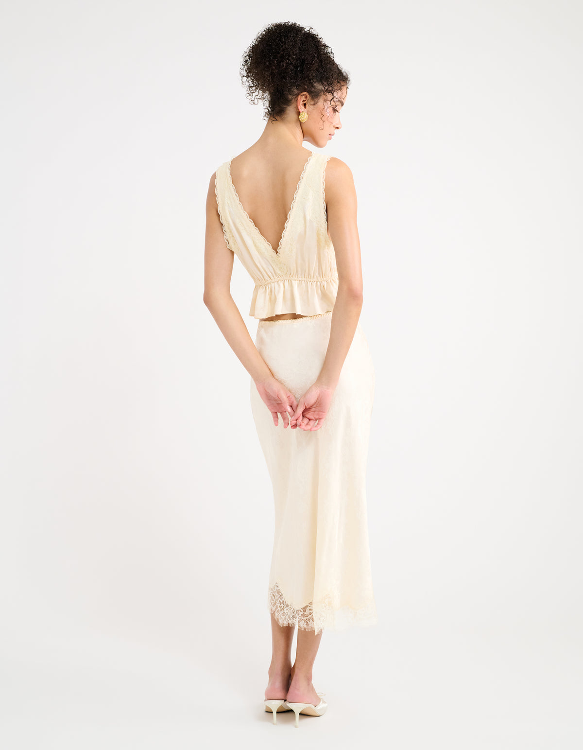 Lady Lace Top in Ivory Jacquard