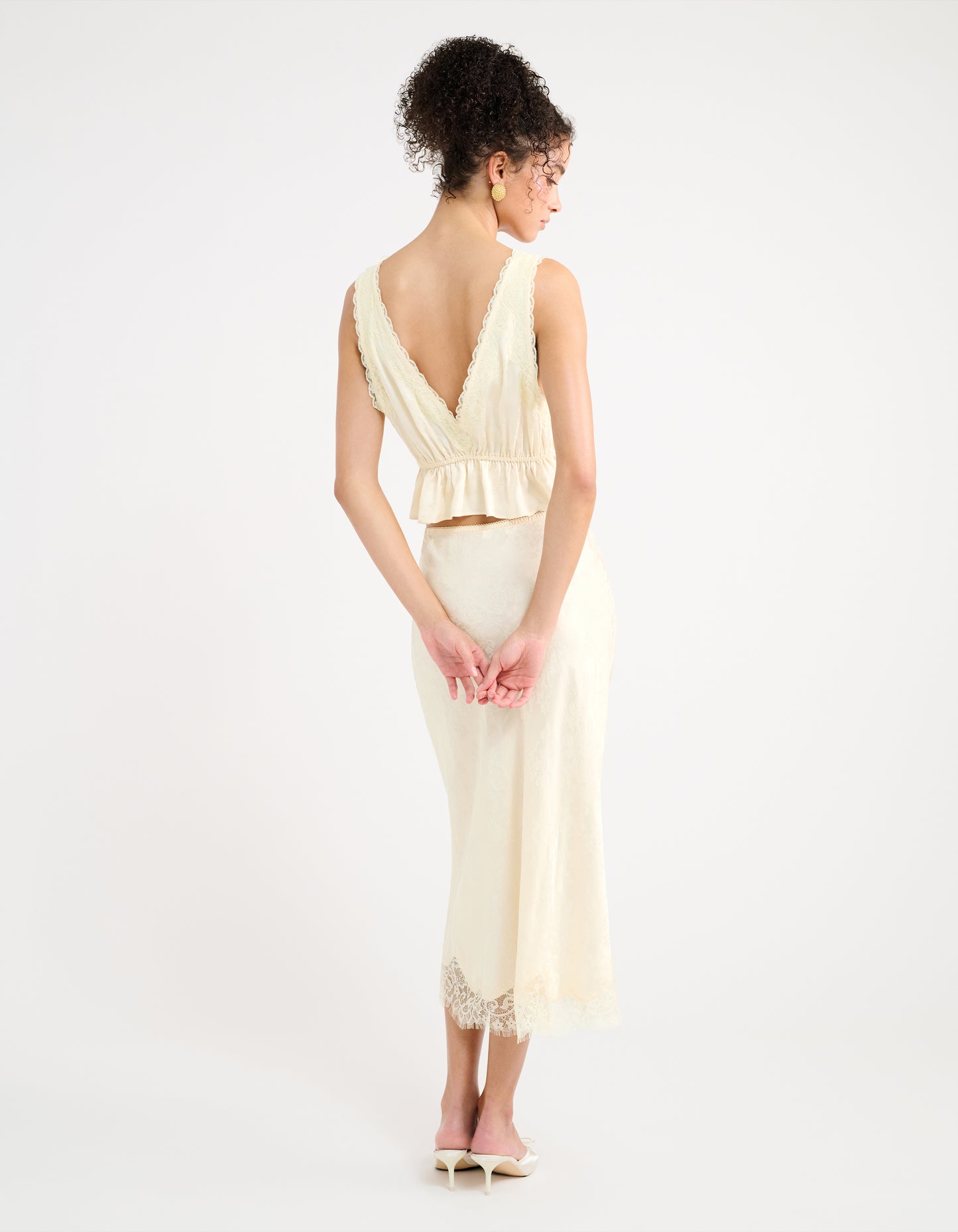 Lady Lace Midi Skirt | Ivory Jacquard