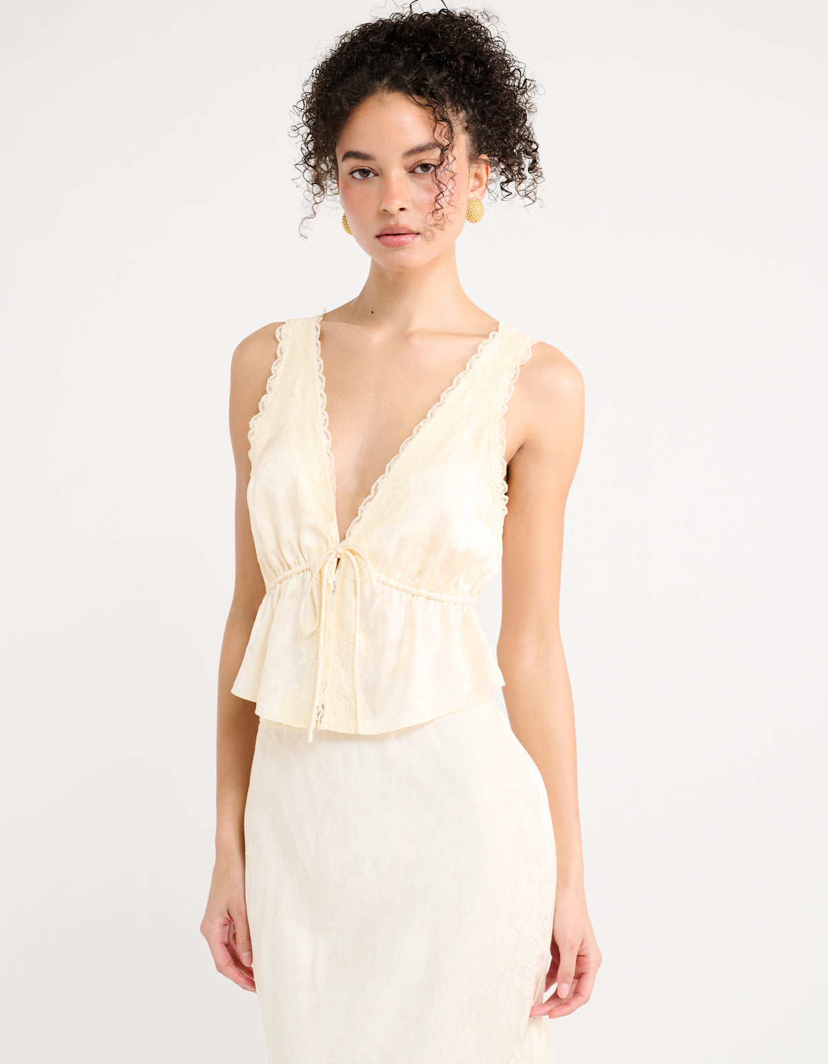 Lady Lace Top in Ivory Jacquard