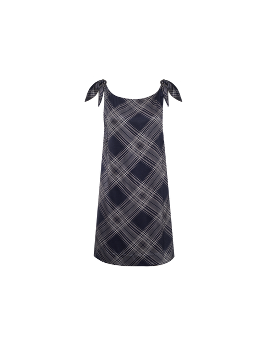 Lennon Mini Shift Dress Midnight Tartan