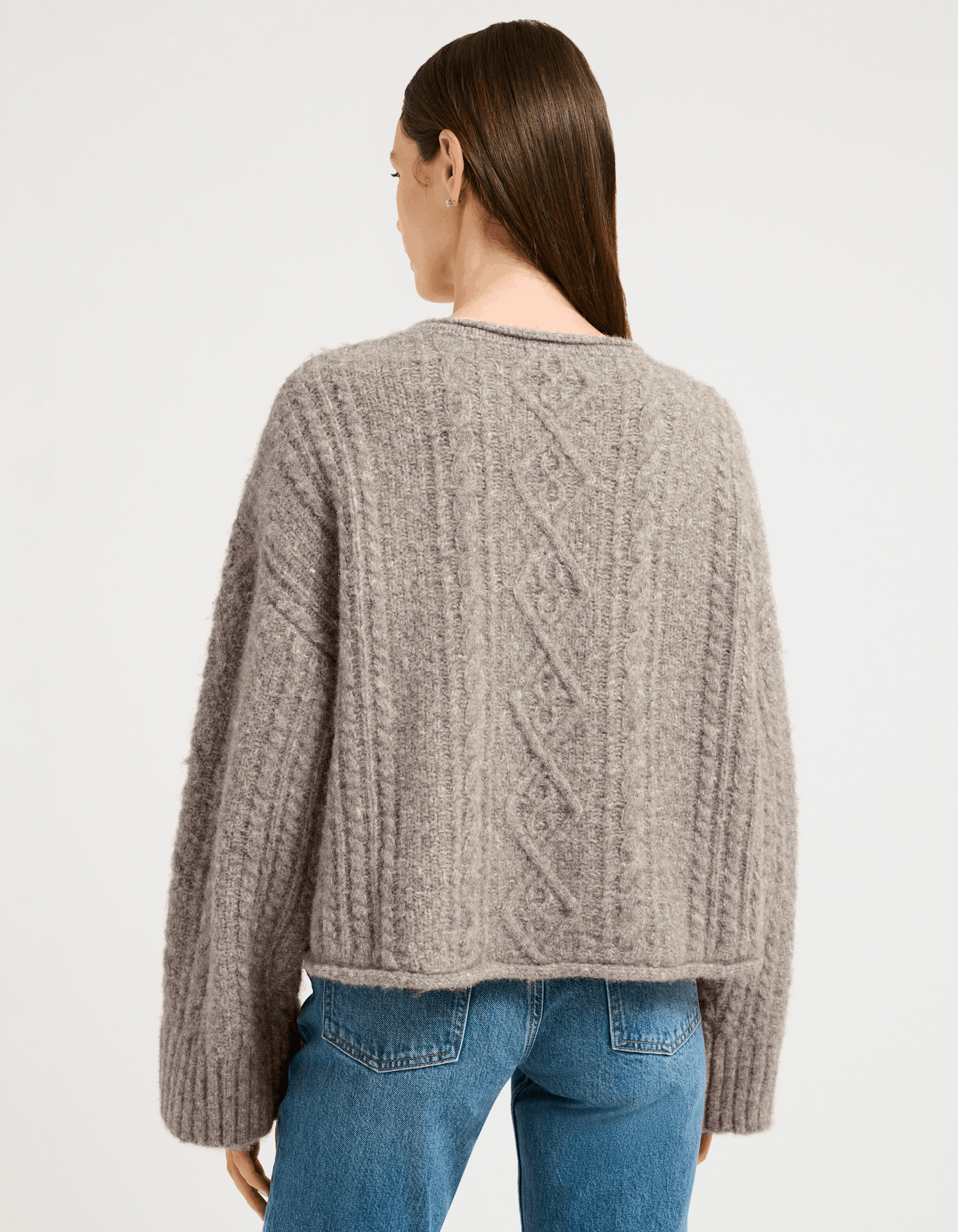 Boxy cropped fit, Crew neck Sweater back view