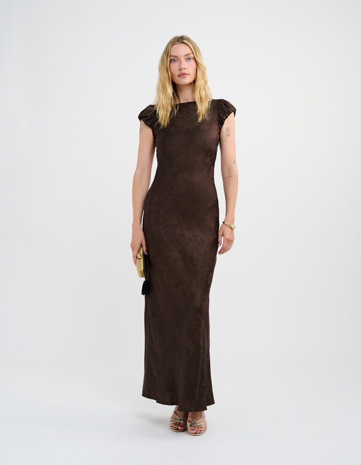 Moonlit Maxi Dress | Espresso Jacquard