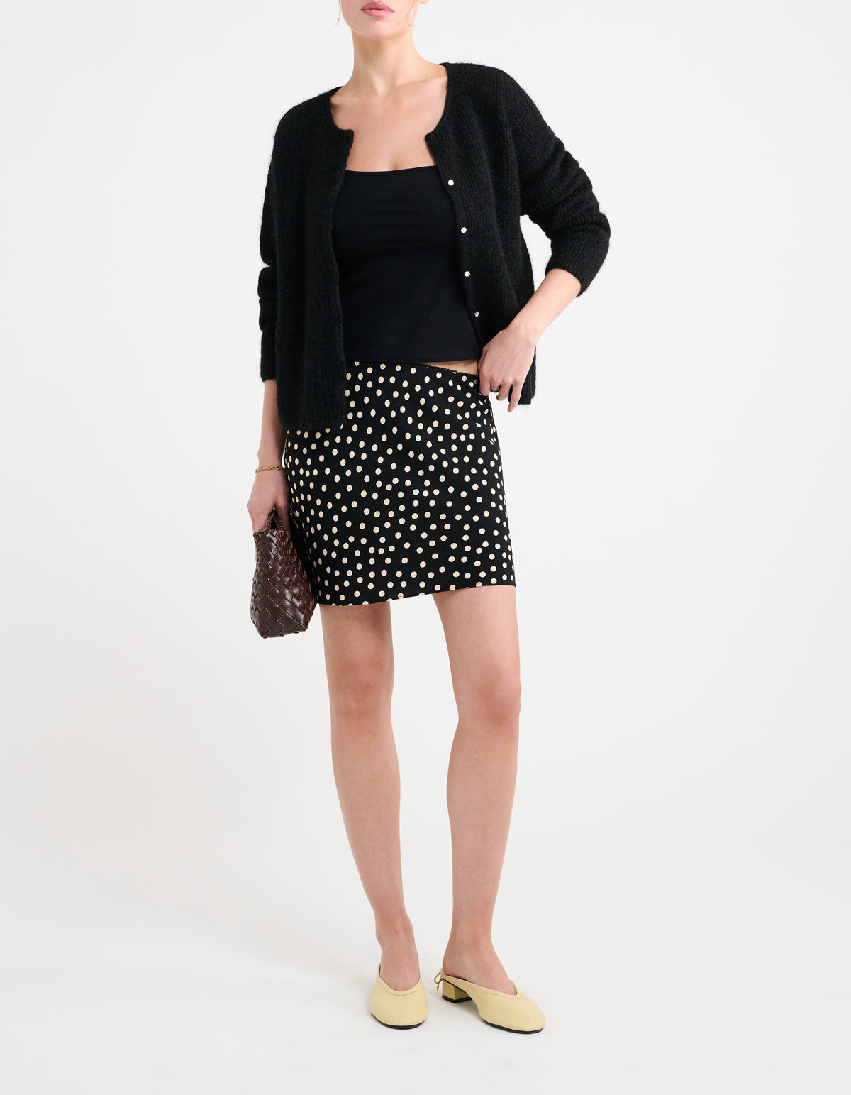 Silhouette Mini Skirt | Black Ditsy Dot