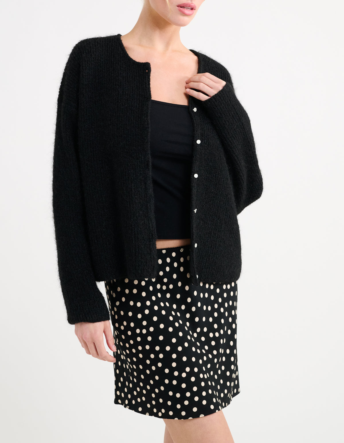 Silhouette Mini Skirt | Black Ditsy Dot