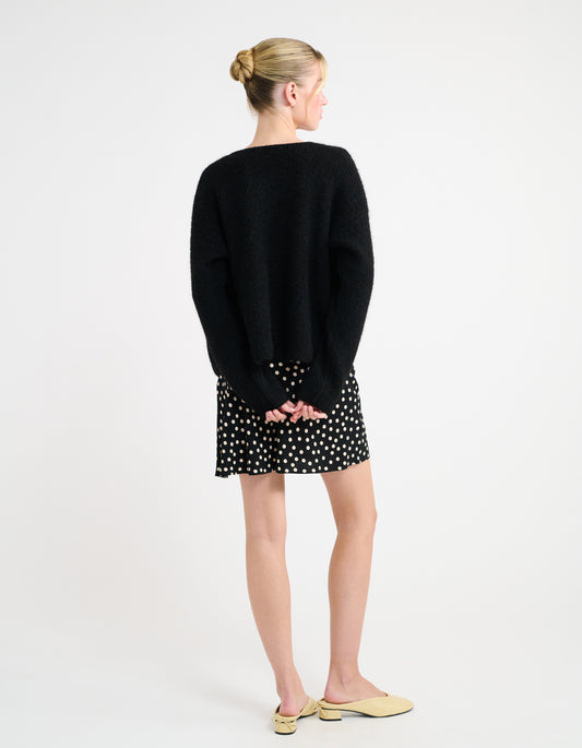 Silhouette Mini Skirt | Black Ditsy Dot