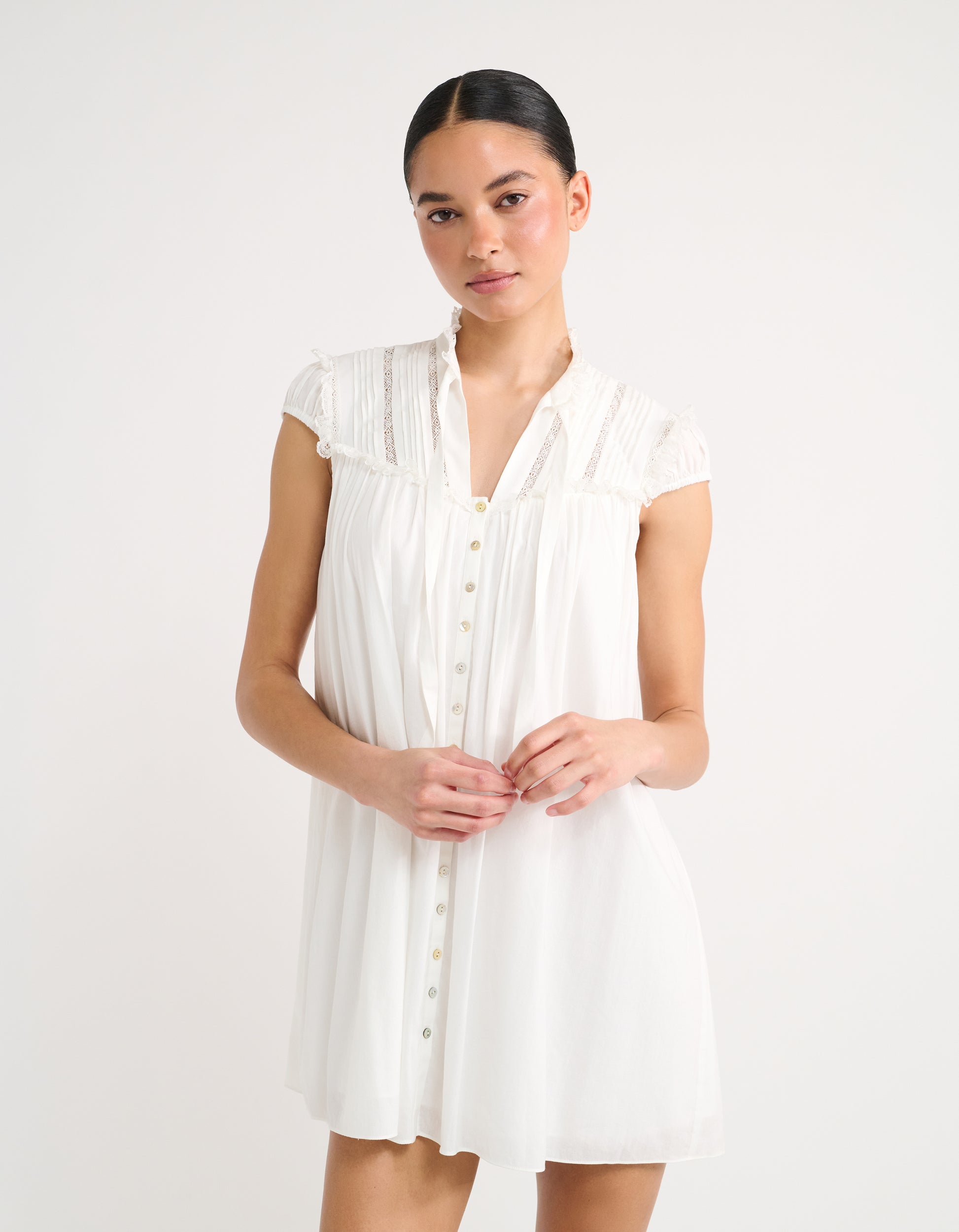 Olive Grove Mini Dress in White