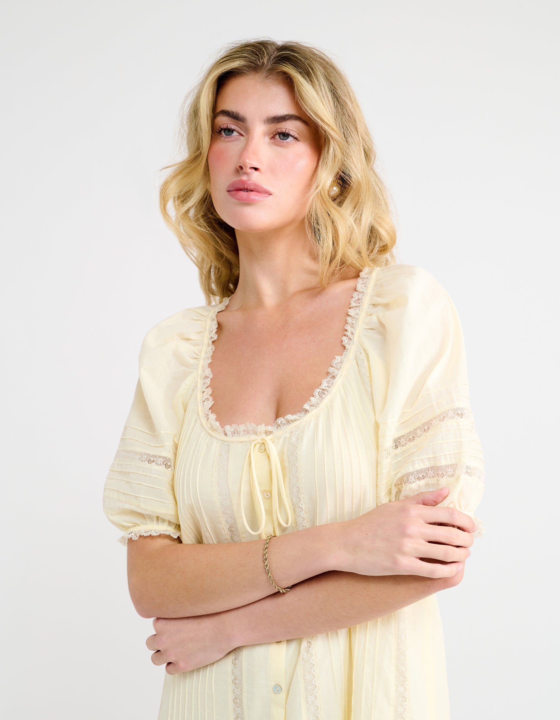 Prairie Mini Dress Custard