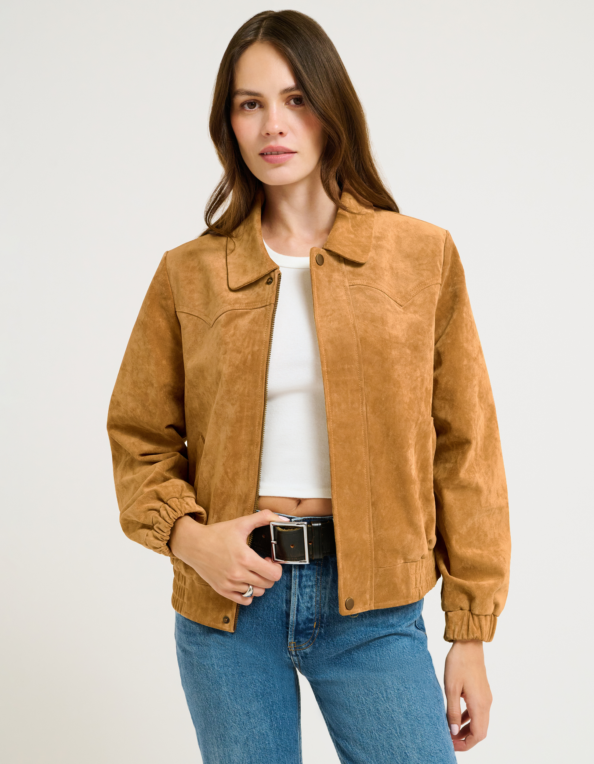 Preston Bomber | Saddle Suede