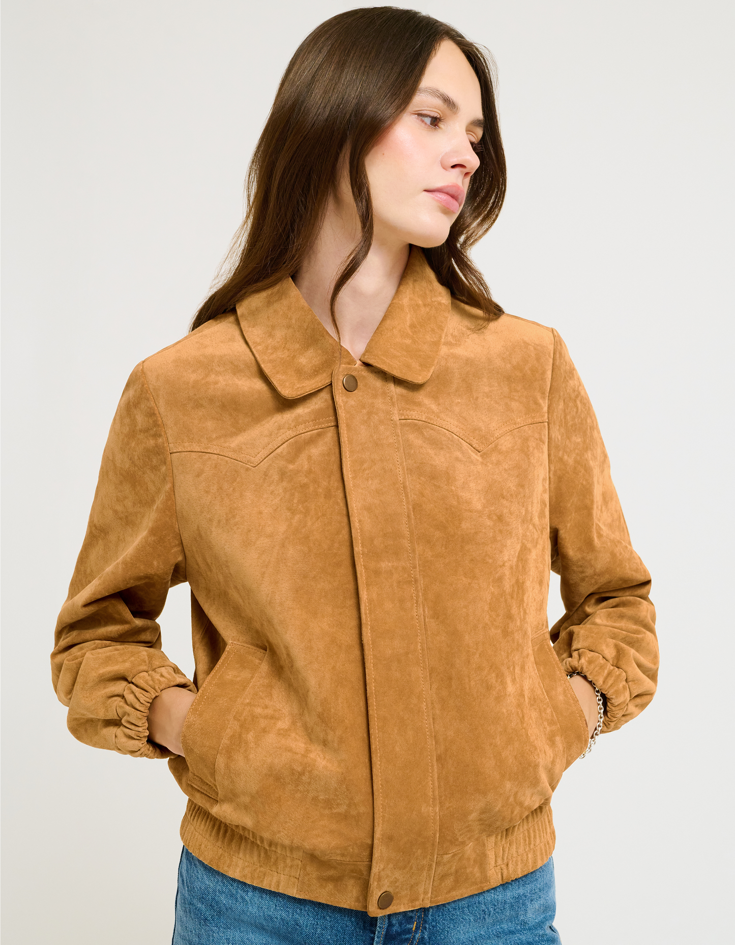 Preston Bomber | Saddle Suede